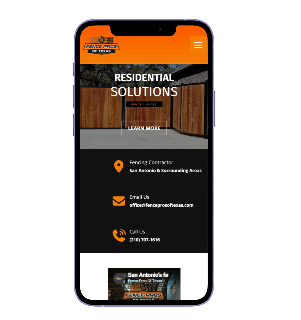 Fence Pros website on iPhone
