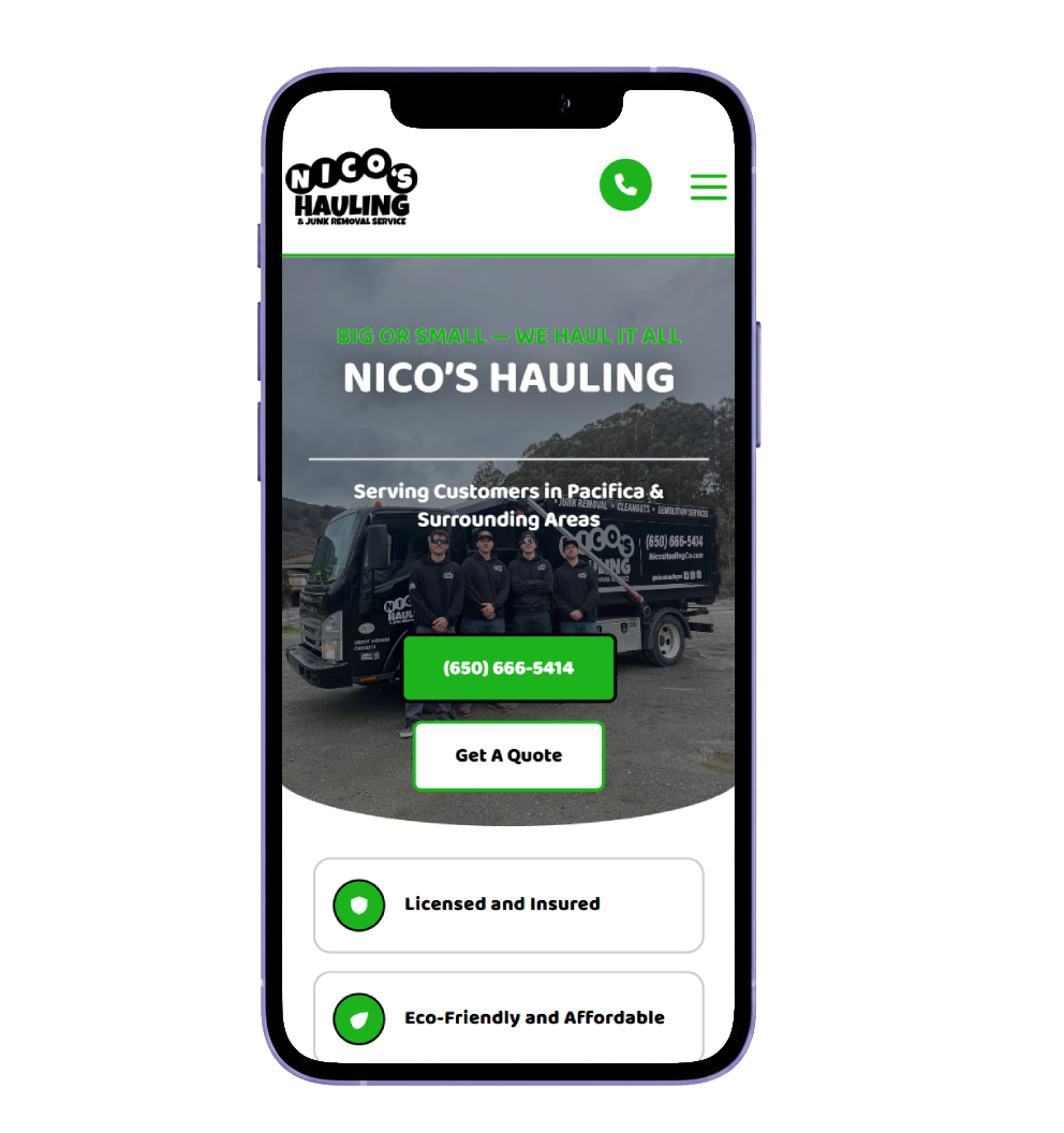 Nico website on iPhone