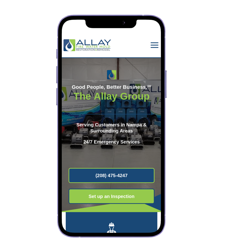 Allay website on phone