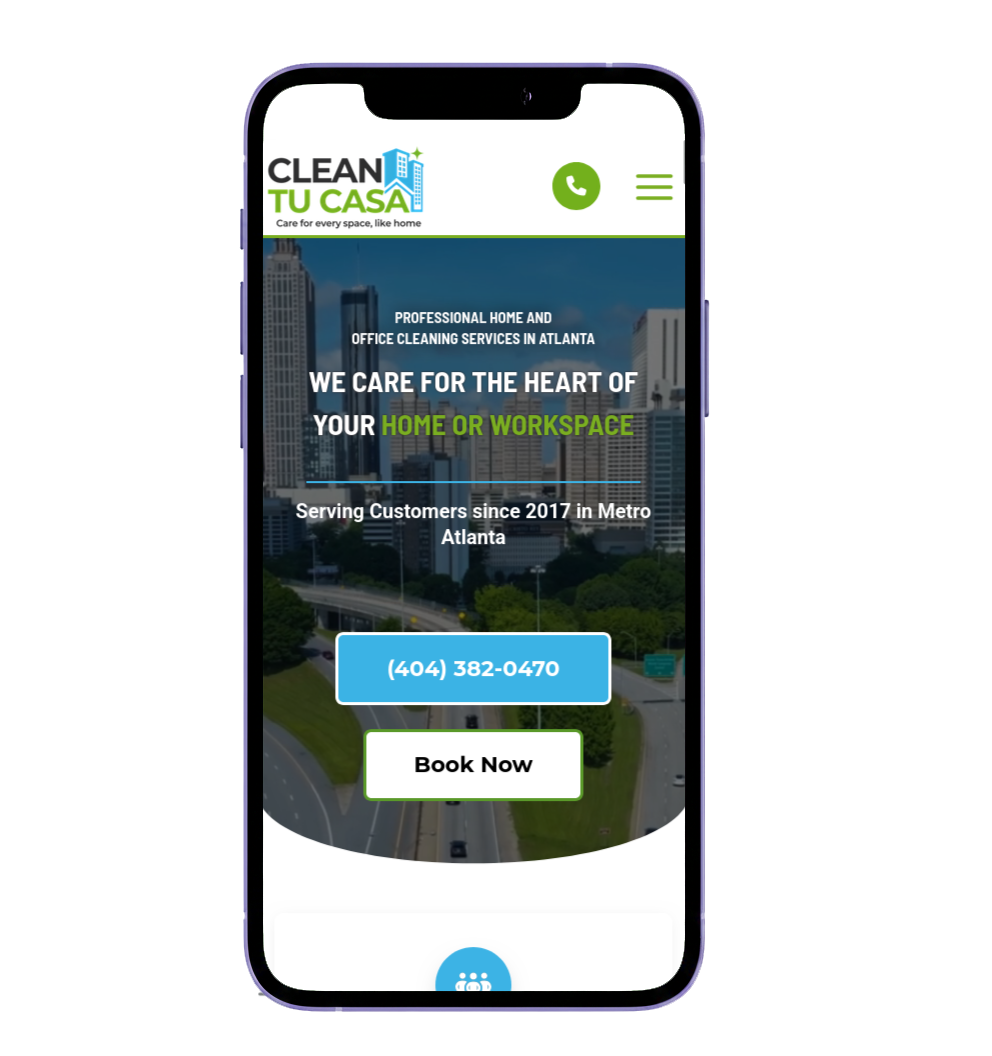 CleantuCasa website on phone